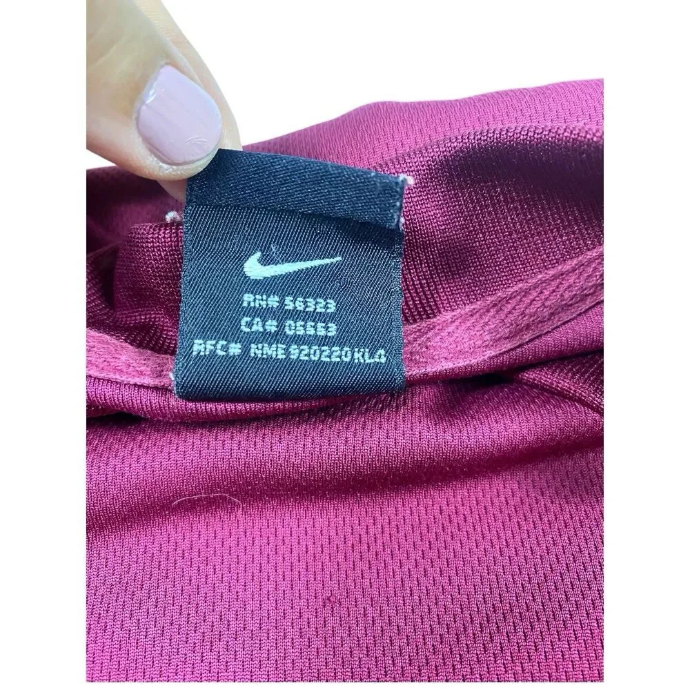 VTG Nike Team Henley Shirt Mens MED Maroon Short Sleeve Athletic Baseball Swoosh